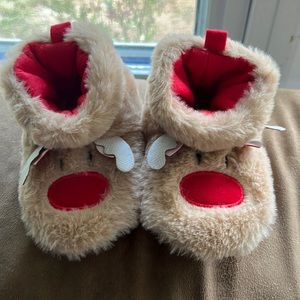 Infant Christmas reindeer slippers